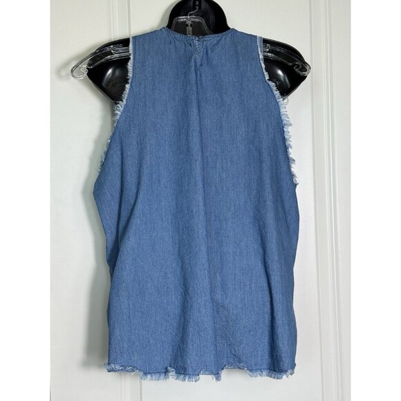 Tea Rose Denim Chambray Sleeveless Top Women's‎ Large - Picture 2 of 8
